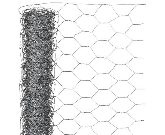 Nature plasă din sârmă, 1x10 m, oțel galvanizat, 25 mm, hexagonal