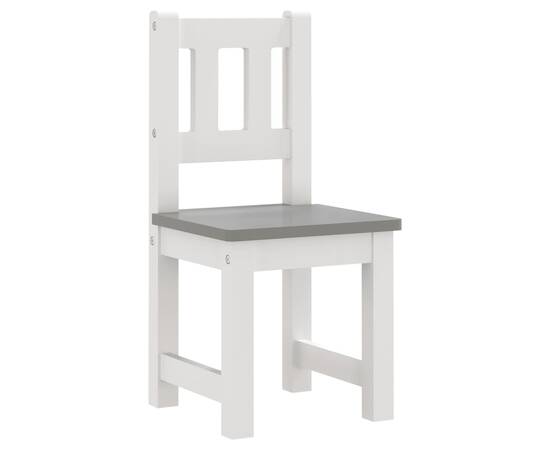Set masă&scaun pentru copii, 3 piese, alb și gri, mdf, 4 image