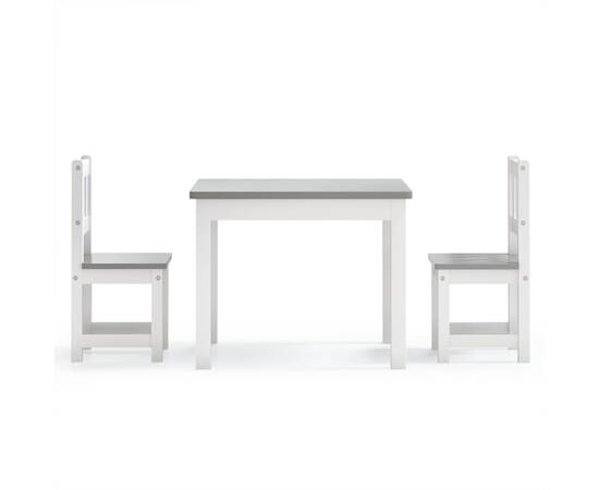 Set masă&scaun pentru copii, 3 piese, alb și gri, mdf, 3 image