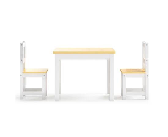 Set masă&scaune pentru copii, 3 piese, alb și bej, mdf, 3 image