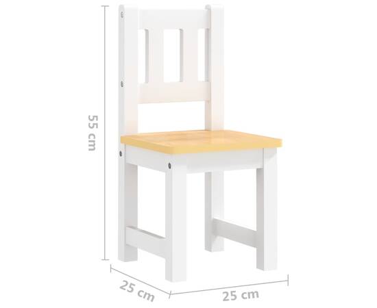 Set masă&scaune pentru copii, 3 piese, alb și bej, mdf, 8 image