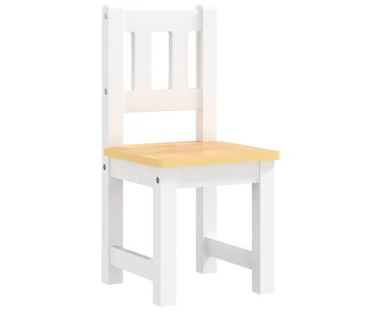 Set masă&scaune pentru copii, 3 piese, alb și bej, mdf, 4 image