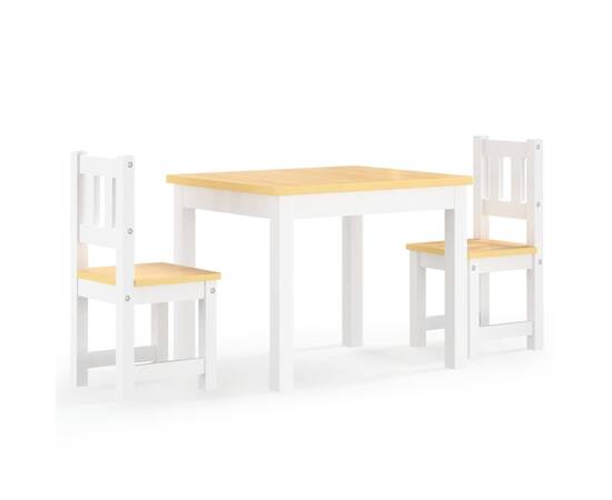 Set masă&scaune pentru copii, 3 piese, alb și bej, mdf, 2 image