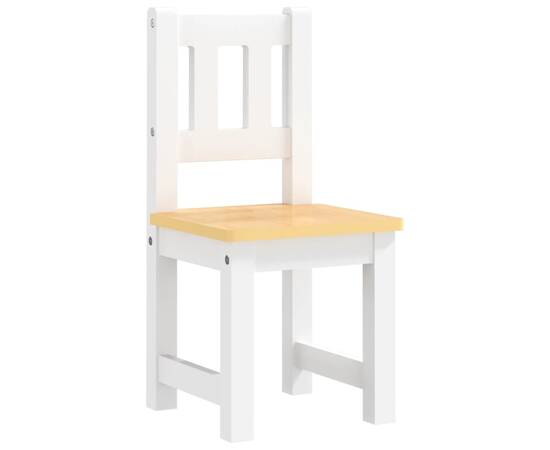 Set masă&scaune pentru copii, 4 piese, alb și bej, mdf, 5 image