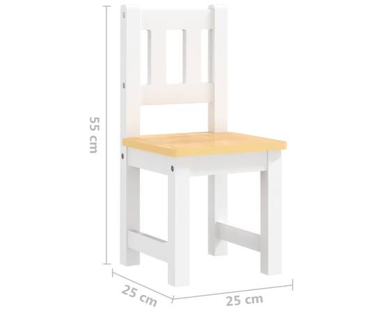 Set masă&scaune pentru copii, 4 piese, alb și bej, mdf, 8 image