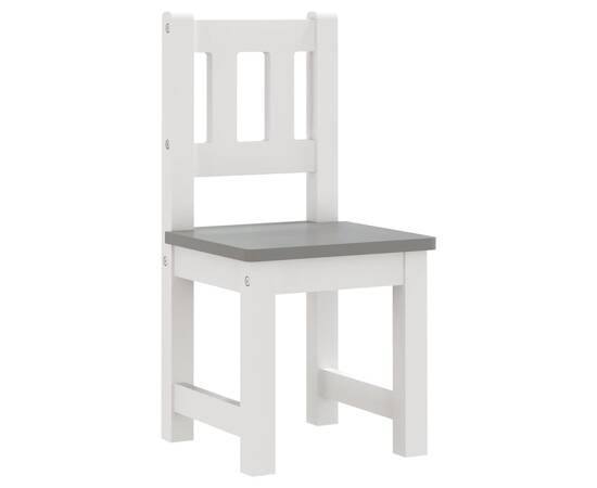 Set masă&scaune pentru copii, 4 piese, alb și gri, mdf, 5 image