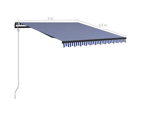 Copertină retractabilă automat, albastru și alb, 300x250 cm, 8 image