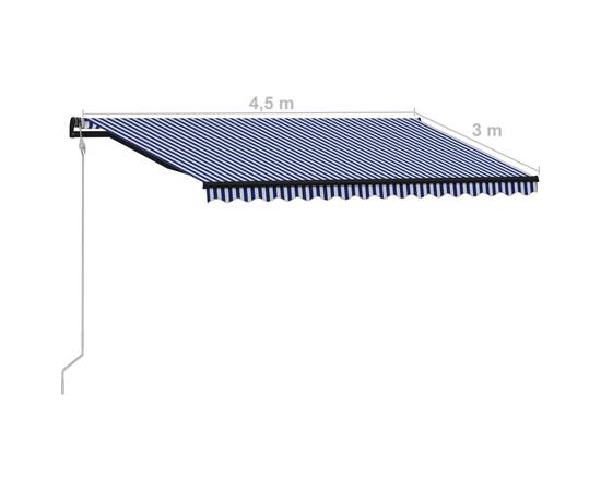 Copertină retractabilă automat, albastru și alb, 450x300 cm, 8 image