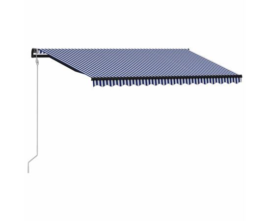 Copertină retractabilă automat, albastru și alb, 450x300 cm, 2 image