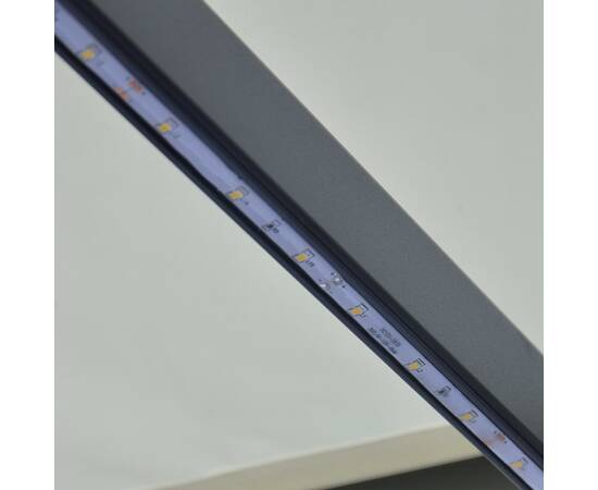 Copertină retractabilă cu senzor vânt & led, crem, 300x250 cm, 2 image