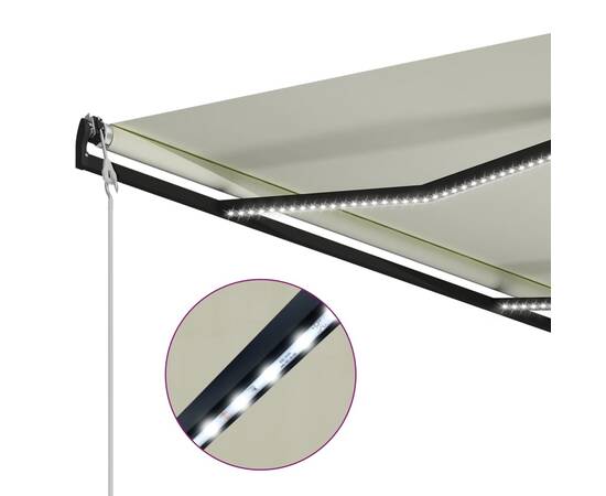 Copertină retractabilă cu senzor vânt & led, crem, 300x250 cm, 6 image