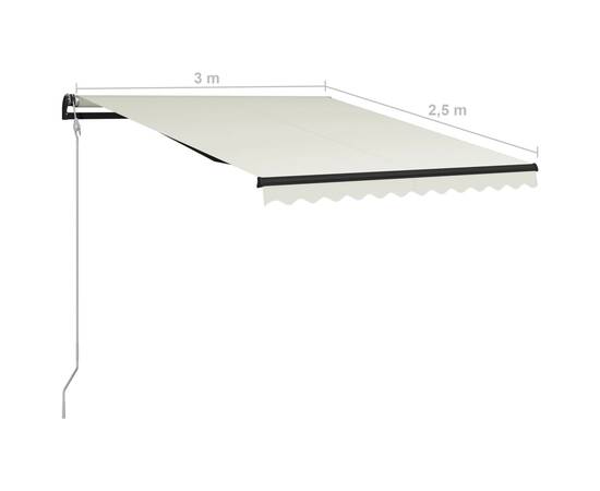 Copertină retractabilă cu senzor vânt & led, crem, 300x250 cm, 11 image