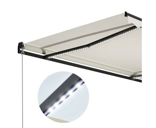 Copertină retractabilă manual cu led, crem, 400 x 300 cm, 6 image