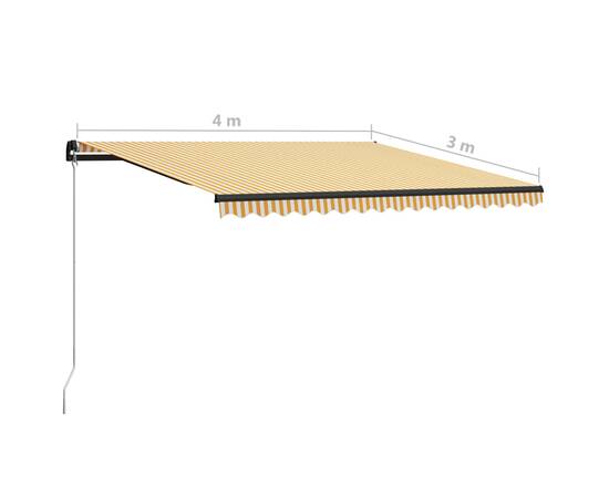 Copertină retractabilă manual cu led, galben/alb, 400 x 300 cm, 11 image