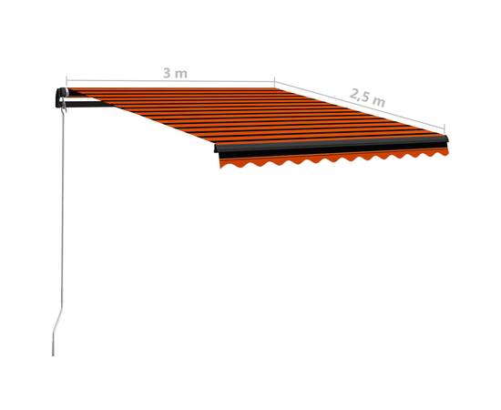 Copertină retractabilă manual led portocaliu și maro 300x250 cm, 11 image