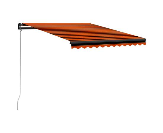 Copertină retractabilă manual led portocaliu și maro 300x250 cm, 3 image