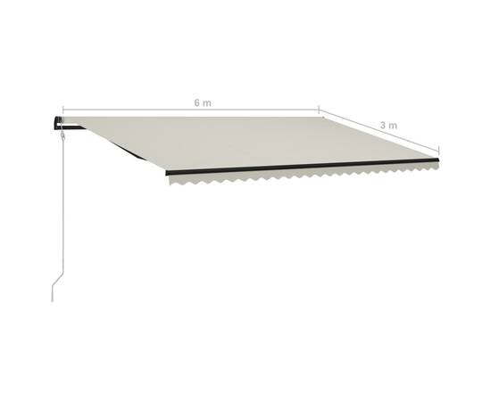 Copertină retractabilă senzor vânt & led, crem, 600x300 cm, 11 image