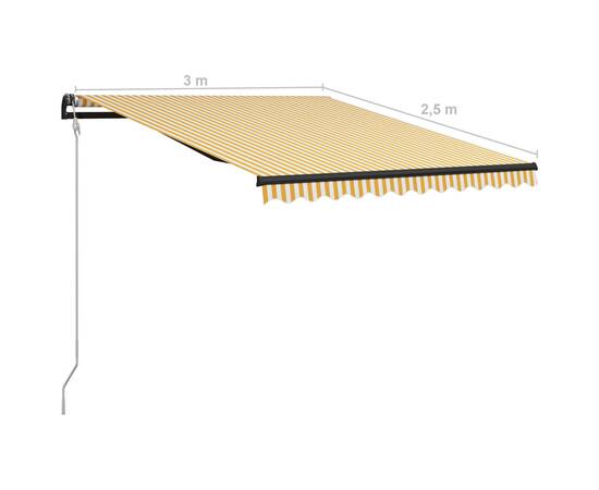 Copertină retractabilă senzor vânt & led galben/alb 300x250 cm, 11 image