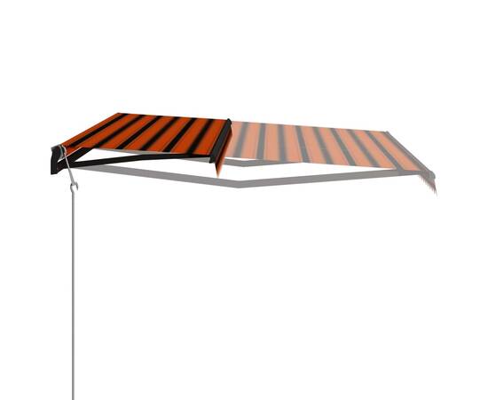 Copertină retractabilă senzor vânt & led oranj/maro 600x300 cm, 4 image