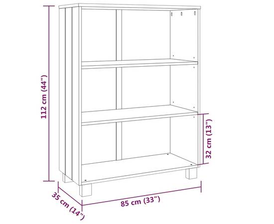 Bibliotecă, alb, 85x35x112 cm, lemn masiv de pin, 7 image