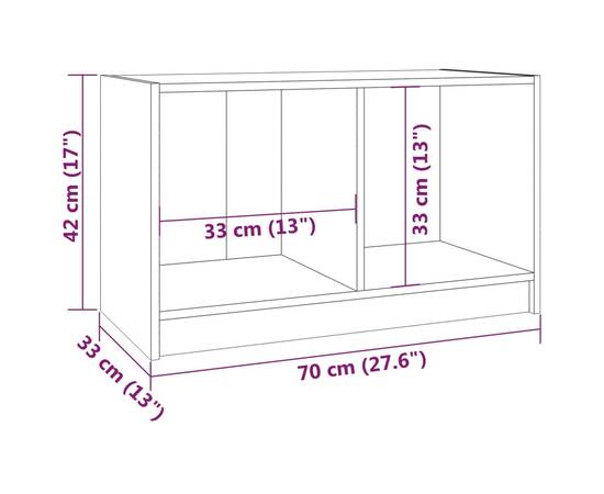 Comodă tv, maro miere, 70x33x42 cm, lemn masiv de pin, 8 image