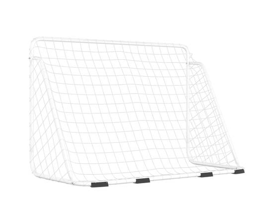 Poartă de fotbal cu plasă, alb, 180x90x120 cm, oțel, 5 image