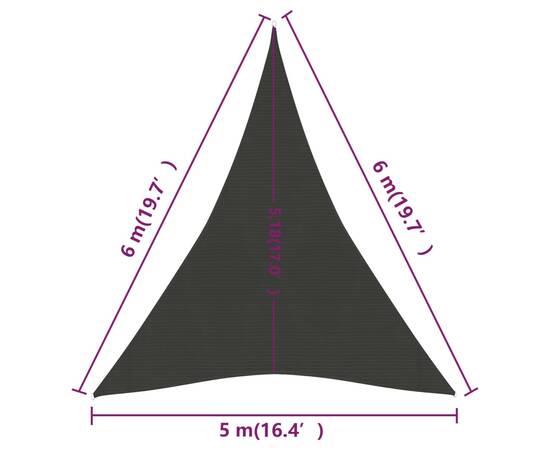 Pânză parasolar, antracit, 5x6x6 m, hdpe, 160 g/m², 6 image