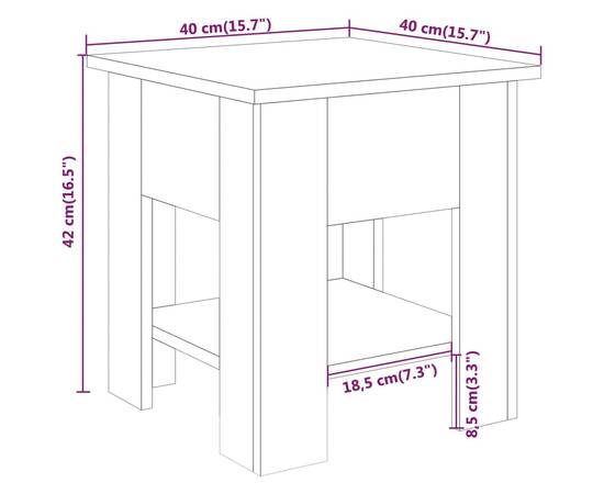 Măsuță de cafea, stejar maro, 40x40x42 cm, lemn prelucrat, 6 image