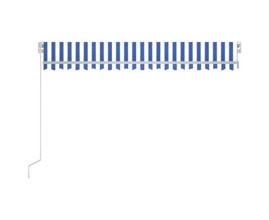 Copertină retractabilă manual led, albastru și alb, 400x300 cm, 4 image