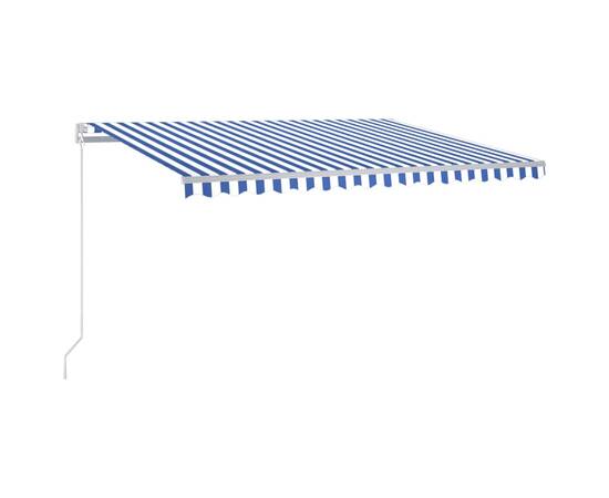 Copertină retractabilă manual led, albastru și alb, 400x300 cm, 2 image