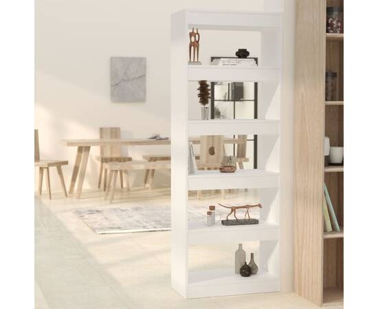 Bibliotecă/separator cameră, alb, 60x30x166 cm, pal