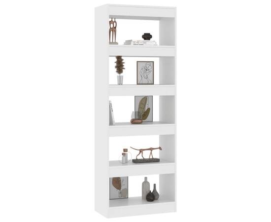 Bibliotecă/separator cameră, alb, 60x30x166 cm, pal, 4 image