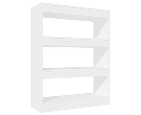 Bibliotecă/separator cameră, alb, 80x30x103 cm, lemn compozit, 2 image