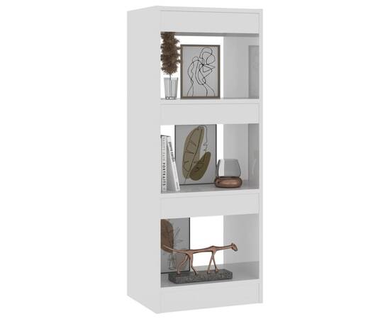 Bibliotecă/separator cameră, alb extralucios, 40x30x103 cm, pal, 4 image