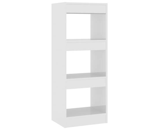 Bibliotecă/separator cameră, alb extralucios, 40x30x103 cm, pal, 2 image