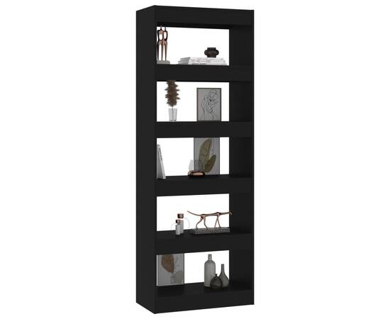 Bibliotecă/separator cameră, negru, 60x30x166 cm, pal, 4 image
