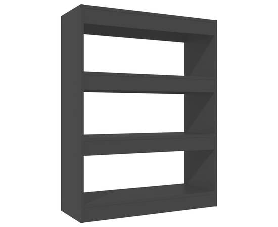 Bibliotecă/separator cameră, negru, 80x30x103 cm, lemn compozit, 2 image