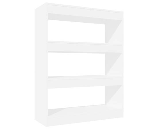 Bibliotecă/separator cameră alb extralucios 80x30x103 cm lemn, 2 image
