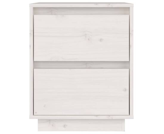 Noptieră, alb, 40x35x50 cm, lemn masiv de pin, 5 image