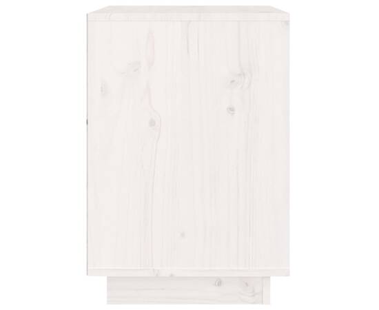 Noptieră, alb, 40x35x50 cm, lemn masiv de pin, 7 image