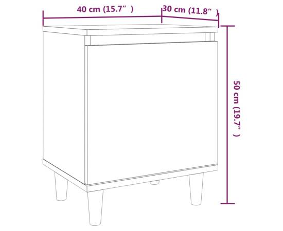 Noptieră cu picioare din lemn masiv, sonoma gri, 40x30x50 cm, 8 image