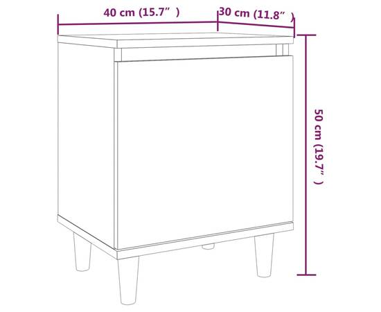 Noptieră cu picioare din lemn masiv, stejar maro, 40x30x50 cm, 8 image