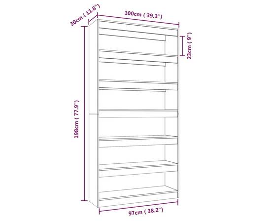 Bibliotecă/separator cameră, gri sonoma, 100x30x198 cm, lemn, 7 image