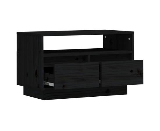 Comodă tv, negru, 60x35x37 cm, lemn masiv de pin, 7 image