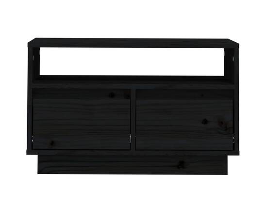 Comodă tv, negru, 60x35x37 cm, lemn masiv de pin, 5 image