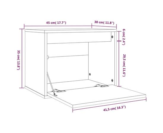 Dulap de perete, alb, 45x30x35 cm, lemn masiv de pin, 11 image