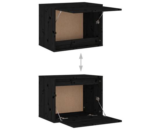 Dulap de perete, negru, 45x30x35 cm, lemn masiv de pin, 8 image