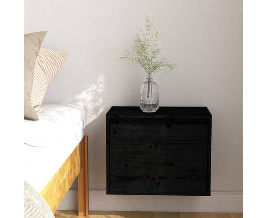 Dulap de perete, negru, 45x30x35 cm, lemn masiv de pin, 3 image