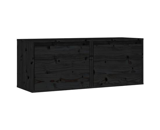 Dulapuri de perete, 2 buc., negru, 45x30x35 cm, lemn masiv pin, 5 image