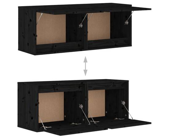 Dulapuri de perete, 2 buc., negru, 45x30x35 cm, lemn masiv pin, 9 image